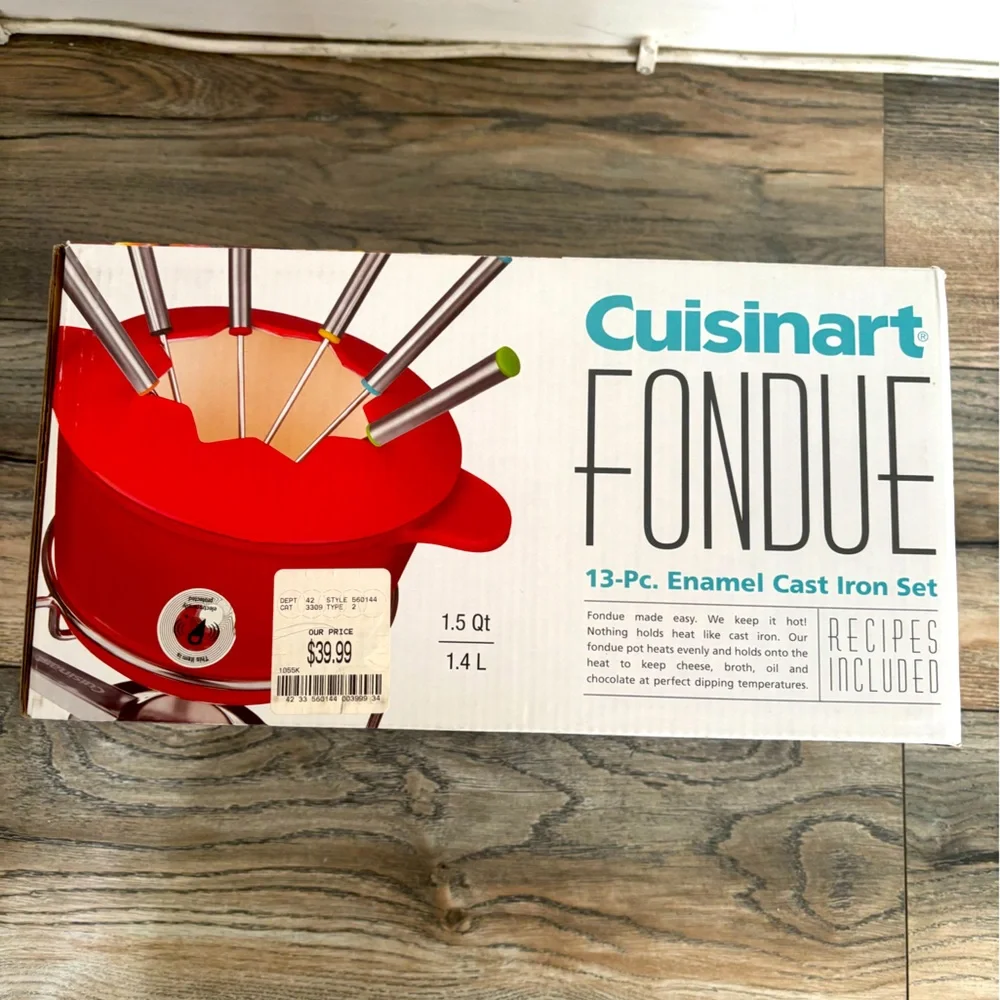 BRAND NEW-Cuisinart 1.5gt Cast Iron Fondue Maker- Red color - Picture 3 of 5